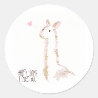 Sticker Rond Heureuse Llama t'aime
