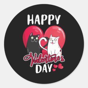 Sticker Rond Heureuse Sainte-Valentin Amateurs de chats Cadeau