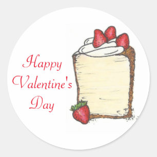 Sticker Rond Heureuse Sainte-Valentin Angel Food Cake fraise