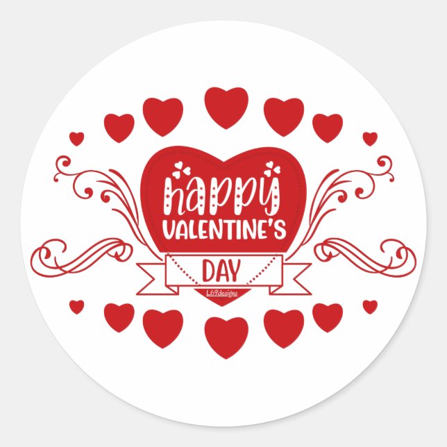 Sticker Rond HEUREUSE SAINTE-VALENTIN cadeau sucré valentine (Devant)