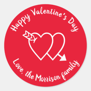 Sticker Rond Heureuse Sainte-Valentin coeur rouge script person