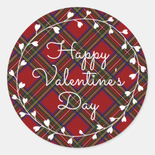 Sticker Rond Heureuse Sainte-Valentin couronne de coeur