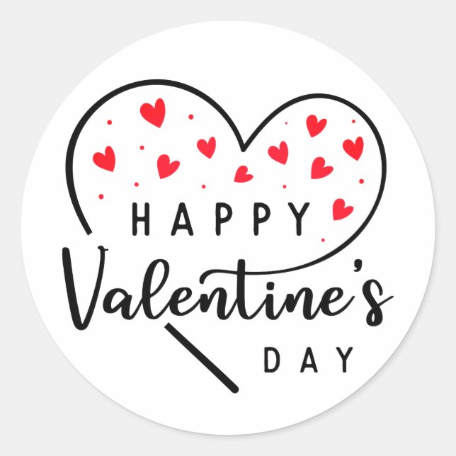 Sticker Rond Heureuse Sainte-Valentin de Red Heart (Devant)