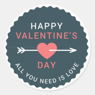 Sticker Rond Heureuse Sainte-Valentin du coeur