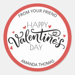 Sticker Rond Heureuse Sainte-Valentin Elegant