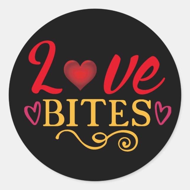 Sticker Rond Heureuse Sainte-Valentin Élégant Script Hearts Tex (Devant)