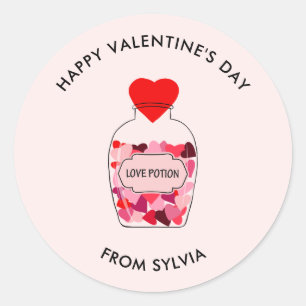 Sticker Rond Heureuse Sainte-Valentin Love Potion Personnalisé
