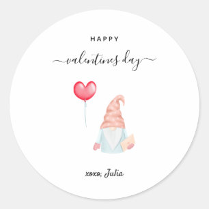 Sticker Rond Heureuse Sainte-Valentin mignon amour Gnome Coeur