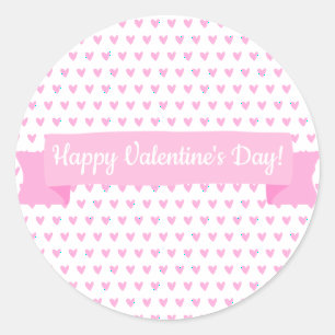 Sticker Rond Heureuse Sainte-Valentin   Motif de Coeurs roses m