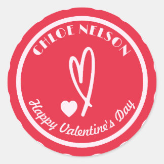 Sticker Rond Heureuse Sainte-Valentin personnalisé | Nom person