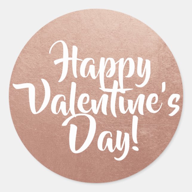 Sticker Rond Heureuse Sainte-Valentin photo rose Gold Foil (Devant)