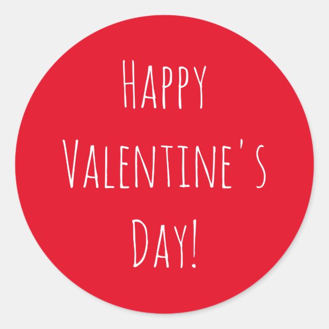 Sticker Rond Heureuse Sainte-Valentin rouge mignon (Devant)