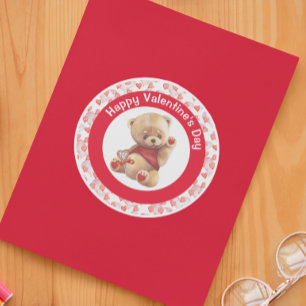 Sticker Rond Heureuse Sainte-Valentin Teddy Coeurs d'ours