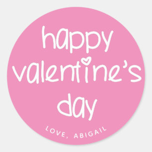 Sticker Rond Heureuse Sainte-Valentin - Typographie mignonne