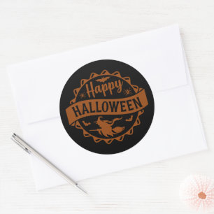 Sticker Rond Heureuse sorcière d'Halloween
