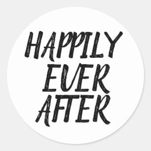 STICKER ROND HEUREUSEMENT JAMAIS APRÈS LES BÂTIMENTS DE MARIAGE
