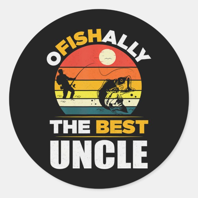 Sticker Rond HEUREUSEMENT Le meilleur oncle de pêche oncle (Devant)