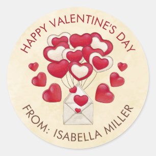 Sticker Rond Heureuses Saintes-Valentin camarades de classe col