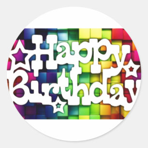 Sticker Rond Heureux Anniversaire - Happy Birthday
