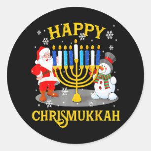 Sticker Rond Heureux Chrismukkah Funny Hanoukka Christmas Jewis
