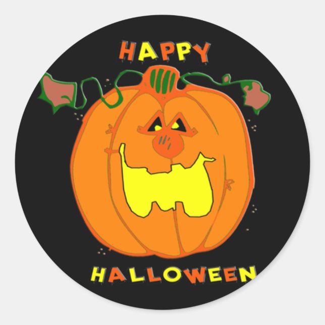 Sticker Rond Heureux Citrouille (Devant)