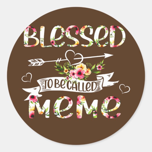 Sticker Rond Heureux d'être appelé mème Floral Funny Grand-mère (Devant)