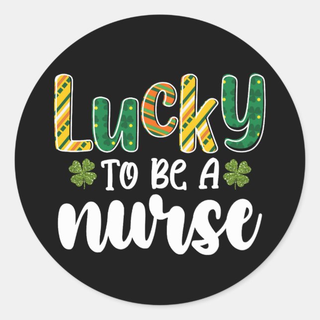 Sticker Rond Heureux d'être infirmière St Patrick's Day (Devant)