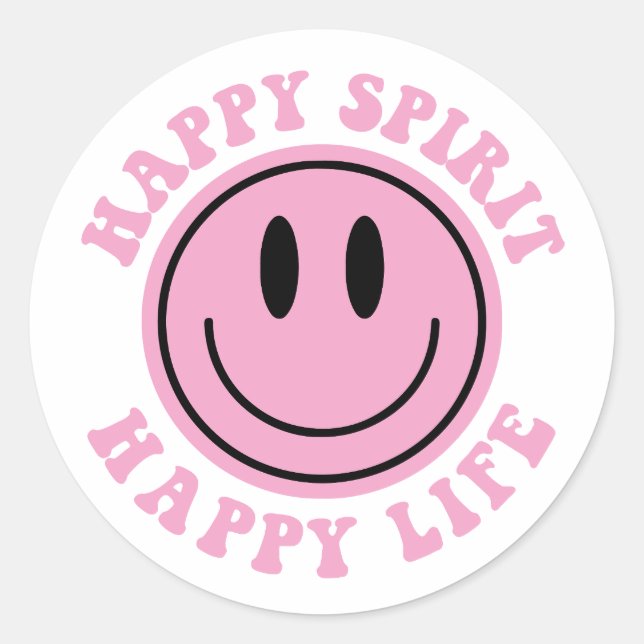 Sticker Rond Heureux Esprit Bonne Vie (Devant)