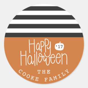 STICKER ROND HEUREUX HALLOWEEN