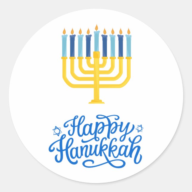 Sticker Rond Heureux Hanoukka Menorah (Devant)