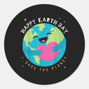 Sticker Rond Heureux Jour des terres Sauvez La Planète Jour des