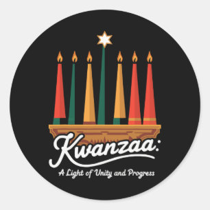 Sticker Rond Heureux Kwanzaa bougies Afrique Fête Afrique Améri