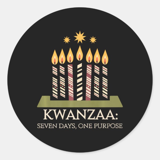 Sticker Rond Heureux Kwanzaa bougies Afrique Fête Afrique Améri (Devant)