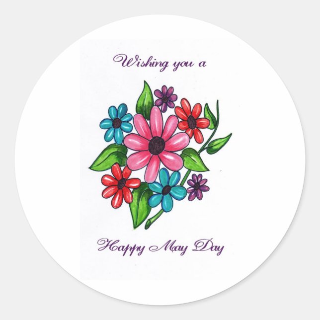 Sticker Rond Heureux peut le jour (Devant)