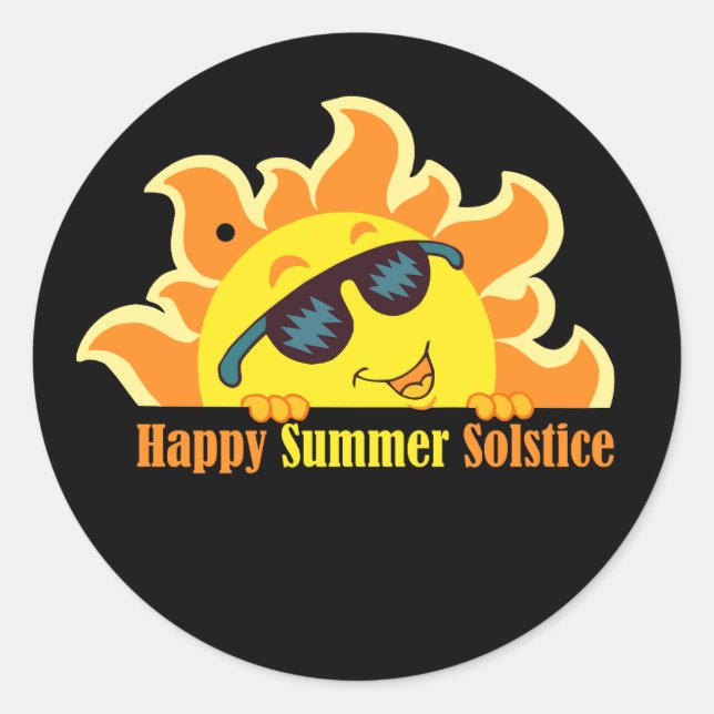 Sticker Rond heureux solstice été 2024 noir (Devant)