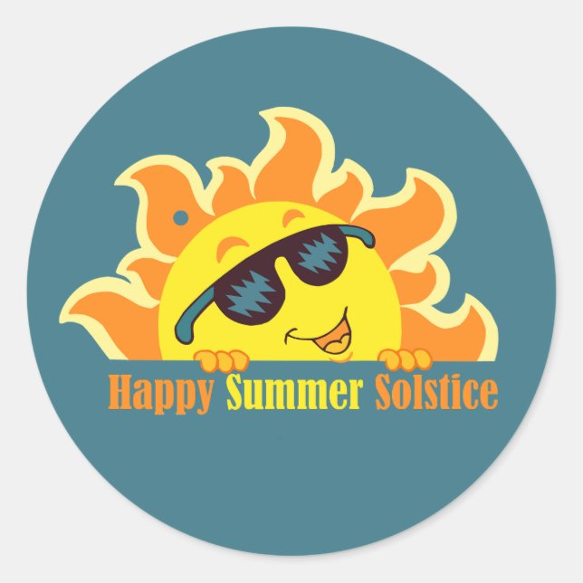 Sticker Rond heureux solstice été 2024 turquoise (Devant)