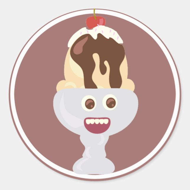 Sticker Rond Heureux Sundae (Devant)