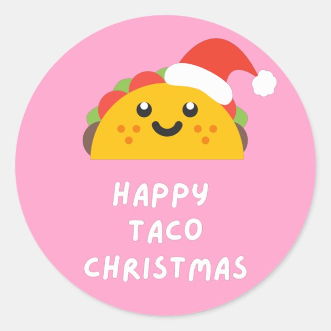 STICKER ROND HEUREUX TACO NOËL (Devant)