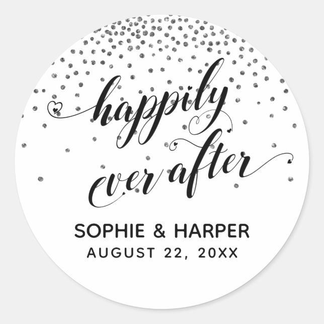 Sticker Rond Heureux toujours après les coeurs et Confetti d'ar (Devant)