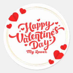 Sticker Rond heureux valentines jour mon amant
