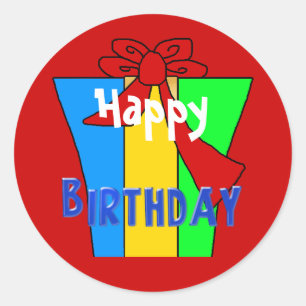 Sticker Rond Heureux voeux d'anniversaire présent