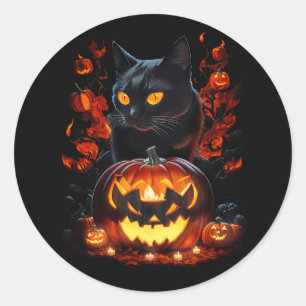 Sticker Rond Hex, le T-shirt chat noir Halloween