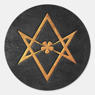 Sticker Rond Hexagramme Unicurien Thémique Doré Cuir Noir