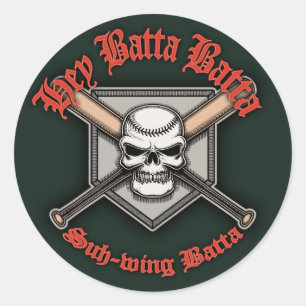 Sticker Rond Hey Batta Batta -red