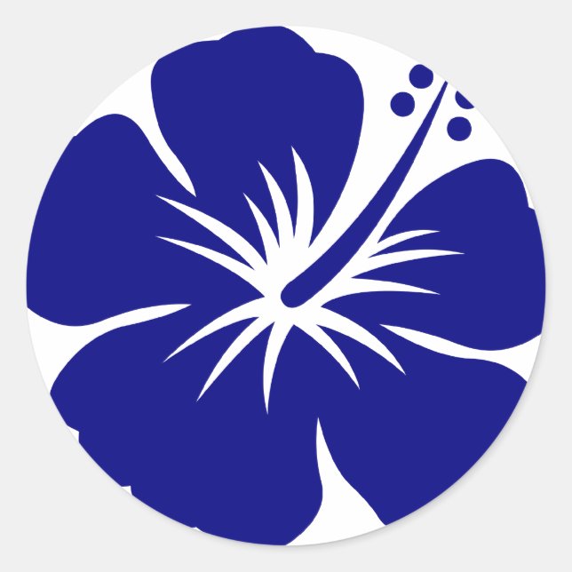 Sticker Rond hibiscus bleu marine (Devant)