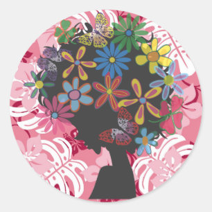 Sticker Rond Hibiscus×Bomber Head