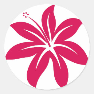 Sticker Rond Hibiscus rouge