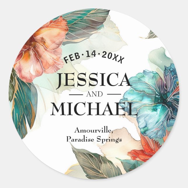 Sticker Rond Hibiscus Serenade Paradise (Devant)