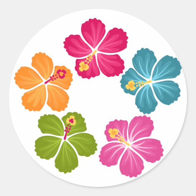 Sticker Rond Hibiscus Wreath (Devant)