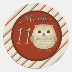 Sticker Rond Hibou d'automne 11 mois d'autocollant